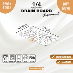 Tatakan food pan gastronorm drain board ukuran 1/4 bahan polycarbonate
