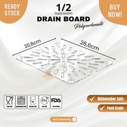Tatakan food pan gastronorm drain board ukuran 1/2 bahan polycarbonate